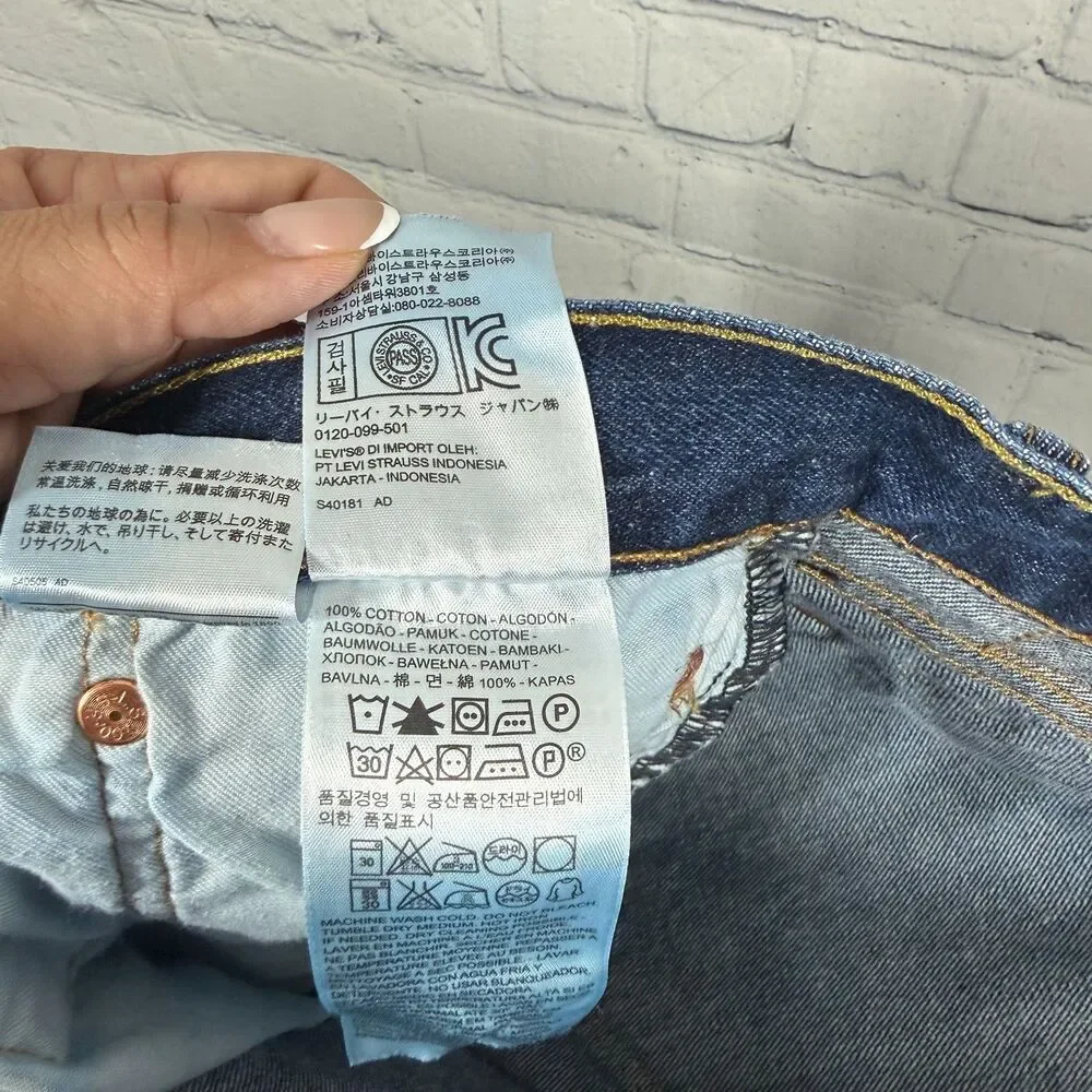 Levi’s 501 Jeans Mens 36x32 Button Fly Denim Blue Dark Wash Straight Leg Western